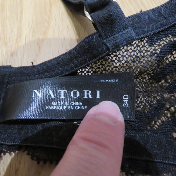 NATORI Feathers Plunge Lace T Shirt Bra in Black Mesh - Size 34D - Picture 11 of 11